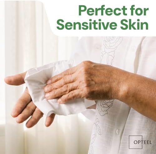 Opteel no rinse body wipes for seniors showcasing the secure resealable plastic lid