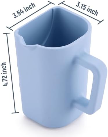 Water draining from the contoured rim of the JOY ANAN baby shampoo washing mug.