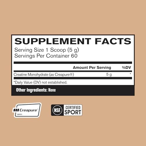 Bare Performance Nutrition Creapure powder supplement label details
