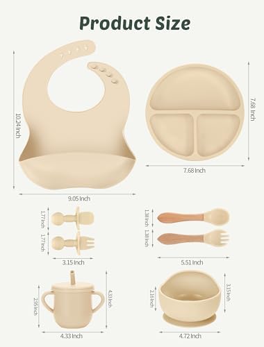 Full 24 piece baby feeding kit in green brown and beige