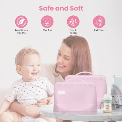 Pink and white silicone sterilizer bag set