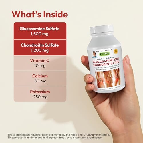 ANDREW LESSMAN Glucosamine 1500 Chondroitin 1200mg - 150 Capsules - 100% Sulfate Form, Research Established Ingredients and Levels for Support of Healthy Joint Tissue. Small Easy to Swallow Capsules - Image 4