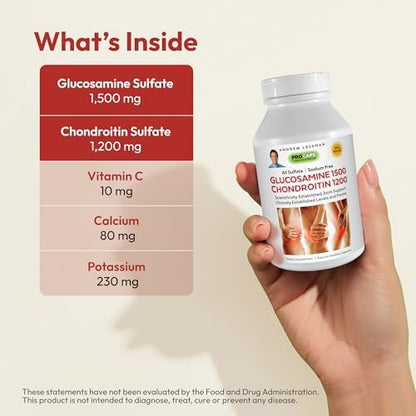 ANDREW LESSMAN Glucosamine 1500 Chondroitin 1200mg - 150 Capsules - 100% Sulfate Form, Research Established Ingredients and Levels for Support of Healthy Joint Tissue. Small Easy to Swallow Capsules - Image 4