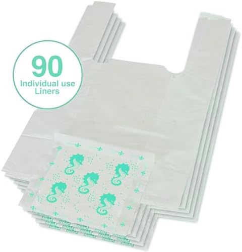 Disposable potty liner being placed into a travel potty seat