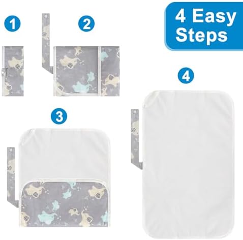 Accmor grey elephant print changing pad completely open illustrating the full dimensions