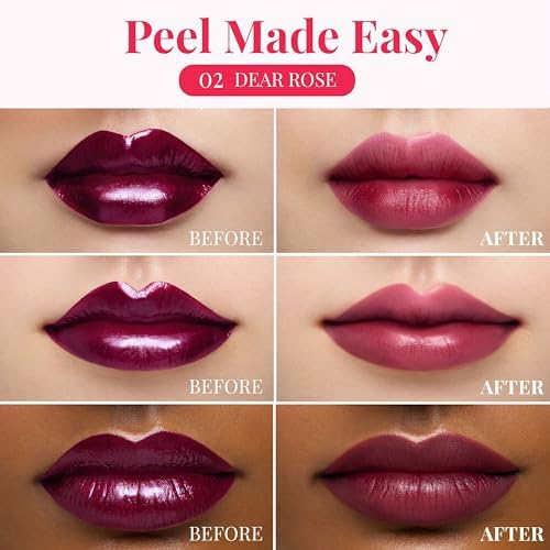 Peripera color changing peel off lip stain liquid texture swatch in shade 02 Dear Rose.