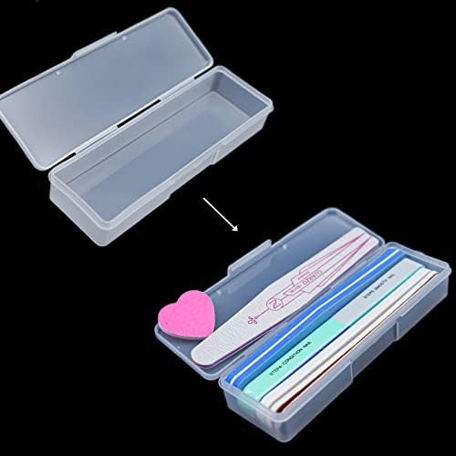 Transparent personal nail box for manicure displaying open hinged lid mechanism