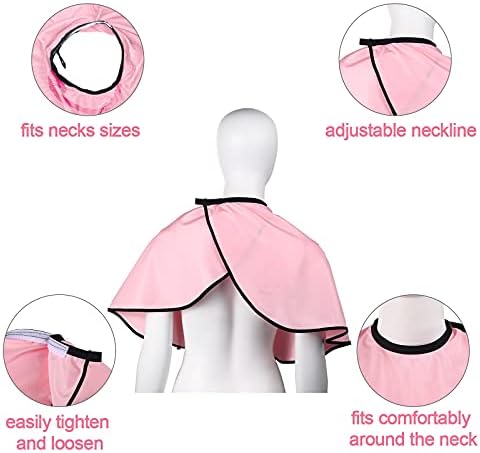 Short makeup artist cape shielding a model shoulders during a cosmetic session.