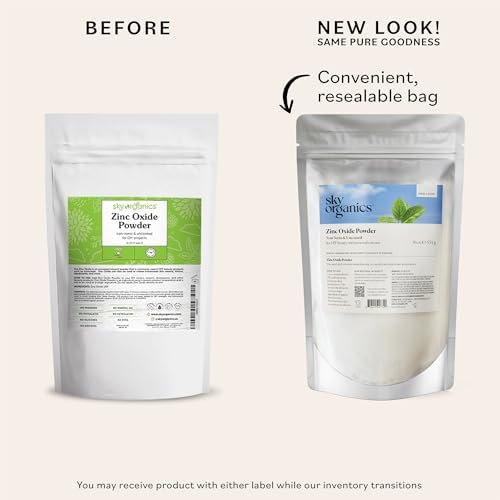 Pure non-nano uncoated zinc oxide powder sixteen ounce bag for homemade sunscreen formulation