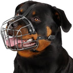 Side view of BRONZEDOG large breed muzzle showcasing the adjustable genuine leather straps