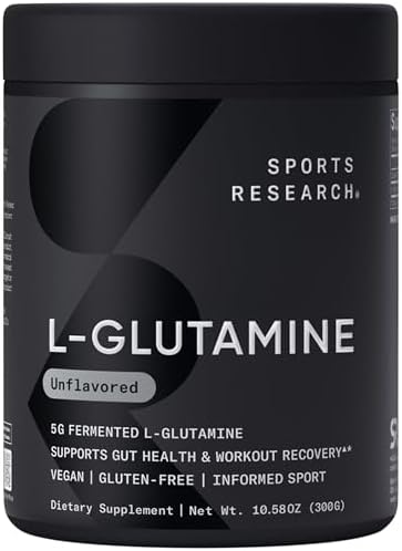 Close up of Sports Research L-Glutamine label details