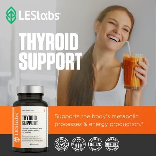 LES Labs Thyroid Support bottle front view showing 60 vegetarian capsules.