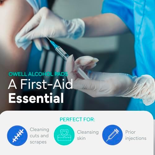 OWELL medical grade alcohol prep pads for skin disinfection and diabetic care.