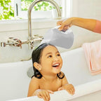 Munchkin grey bath rinser cup showing soft flexible rim