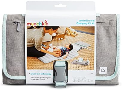 Munchkin XL diapering kit demonstrating the water-resistant fabric texture ideal for hygienic outdoor baby care.
