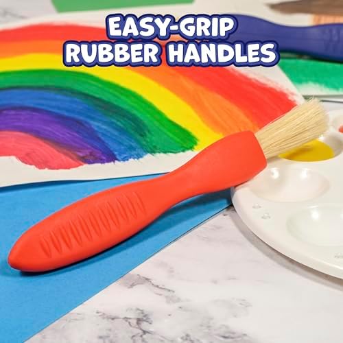 Close up view of the pincer grip design on imported ready two learn paintbrushes for small hands