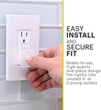 Close up of universal two and three prong receptacle fit