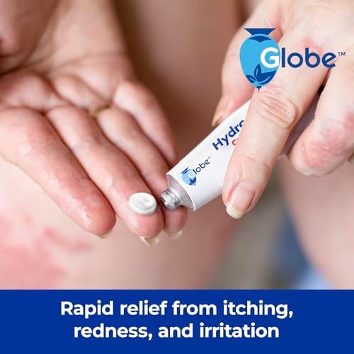 Four pack of Globe hydrocortisone tubes for household first aid and insect bite relief.