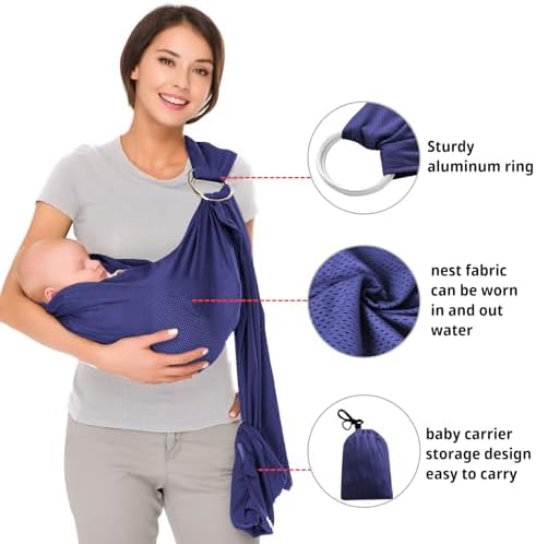 Adjustable aluminum rings close up on the CUBY breathable baby wrap