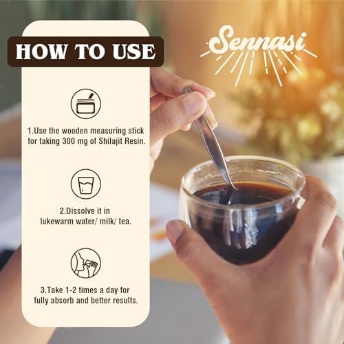 Sennasi gold grade shilajit dietary supplement with eighty five trace minerals.