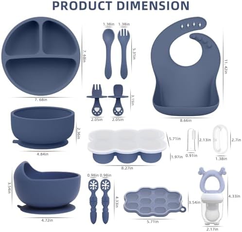 Full 16 piece set layout for baby feeding