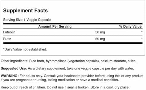 Swanson Luteolin Complex supplement facts and ingredient label
