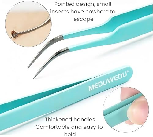 MEDUWEDU Tick Removal Tool Kit for Dogs, Cats & Humans - Stainless Steel Tick Tweezer, Fork & Dual-Head Clamp with Leather Pouch, Safe & Easy Tick Remover for Pets, Ideal for Grooming & Outdoor Travel - Image 4
