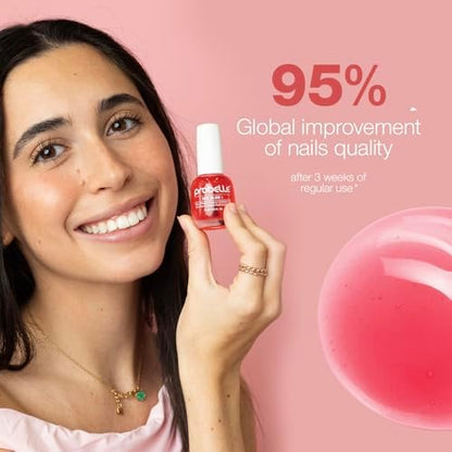 Top view of the Probelle Nail Glow Plus bottle cap and applicator brush