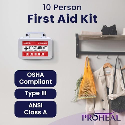 ProHeal 10 person emergency kit with wall mountable plastic case open