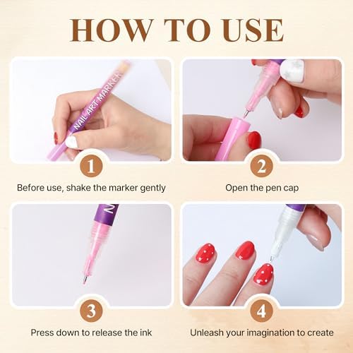 Selection of 12 vibrant nail art marker colors