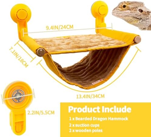 FlidRunest yellow flannel chameleon and gecko hammock bed showcasing cozy fabric texture