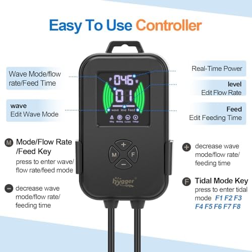 Hygger crossflow circulation pump showing dual 360 degree adjustable flow outlets.