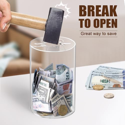 Hicocool break to open money box demonstrating the narrow deposit slot at the top of the small cylinder