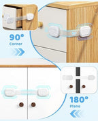 Close up view of the adult release mechanism on the childproof cupboard lock