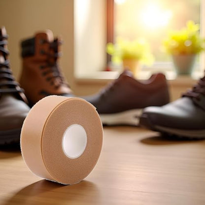 Adhesive foot care sticker applied to a heel to prevent shoe friction.