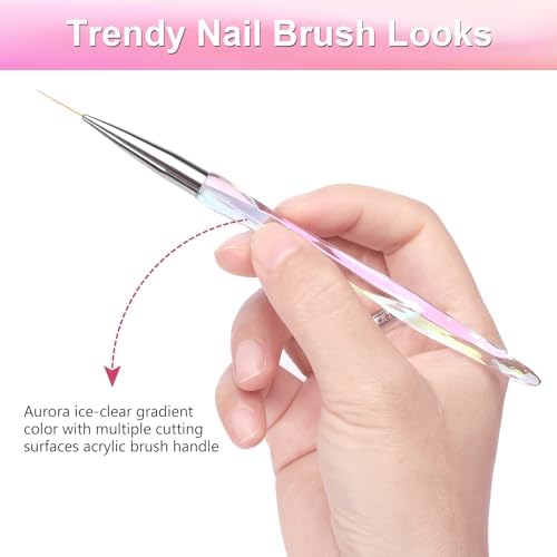 Close up of Teoyall fine line nail brush nylon tips