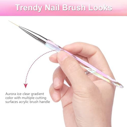 Close up of Teoyall fine line nail brush nylon tips