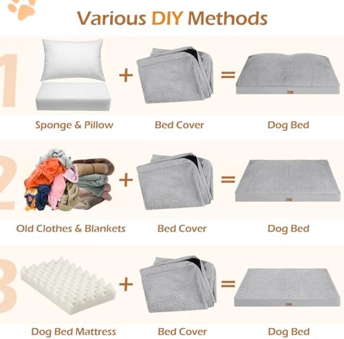 Tivray durable pet mattress cover being stuffed with soft blankets