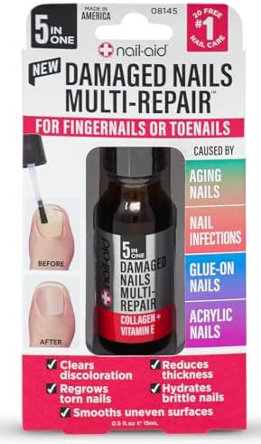 Back label of Nail-Aid Damaged Nails Ultra Repair outlining directions for use.