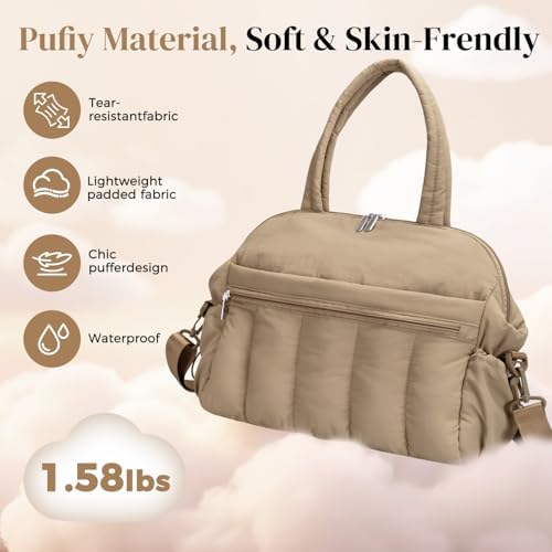 FullWoyi Puffer Diaper Tote Bag interior compartment layout and storage pockets
