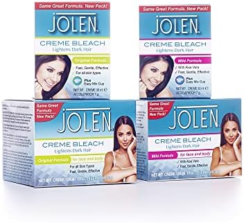 Side angle of Jolen hair bleaching cream container with clear English instruction labels