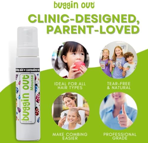 Close up of Buggin Out mint scented lice mousse foam