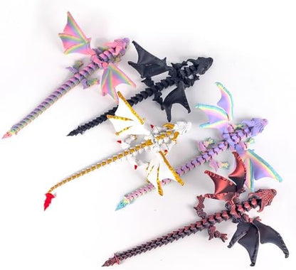 Side profile of 3D printed articulated dragon toy