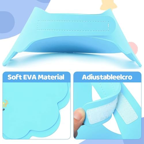 Adjustable kids waterproof shower visor showing the flexible buckle mechanism at the back