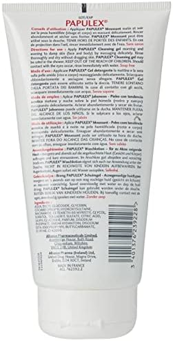 Authentic imported Papulex Mousse cleanser packaging showing directions for use