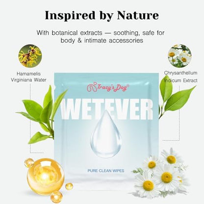 Tracy's Dog pH-balanced wipes being used to clean a silicone intimate device
