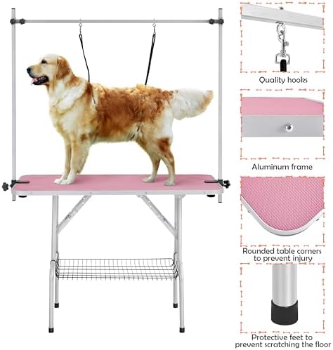 Foldable legs of Yaheetech pet grooming table for compact storage