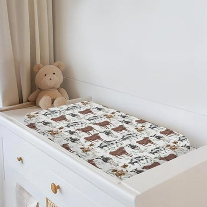 Elastic edges of Hwmmbh cow print diaper change table sheet