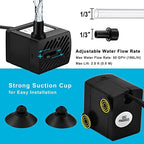 Pulaco aquarium water pump placed next to included accessories for scale.