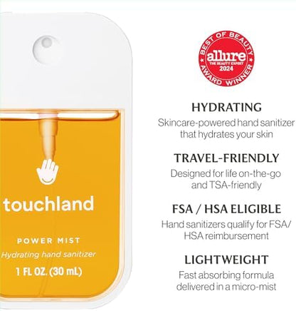 Touchland Hydrating Hand Sanitizer Spray, FRESH Trio Set (Mint, Citrus, Lemon Lime), 1 FL. OZ. Travel Size Power Mist Sprays (Set of 3) - Image 6